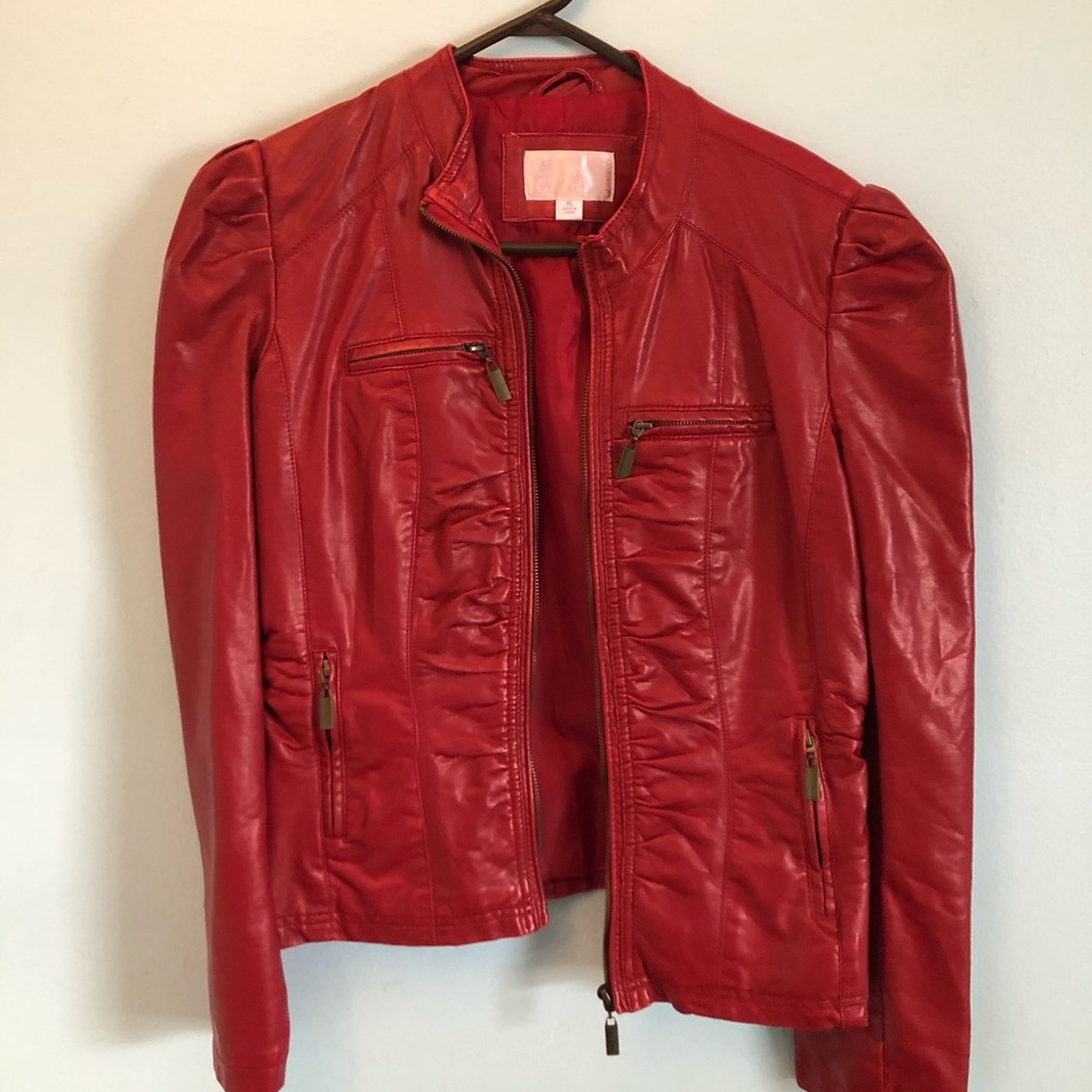 Red leather jacket